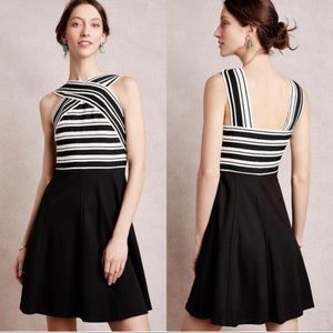 NWT Anthropologie MAEVE Crosswise Bandage Striped Fit and Flare Dress, Size 8